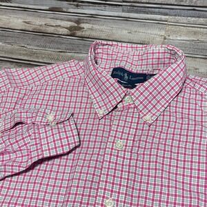 Ralph Lauren Classic Fit Pink Plaid Button Down Long Sleeve‎ Shirt Size XL